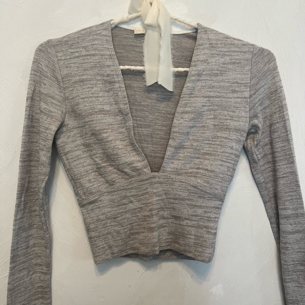 ARITZIA Wilfred Free - Cropped Long Sleeve V-Neck Top